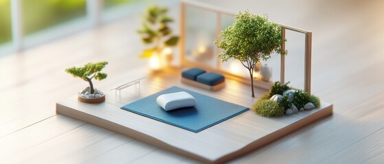 Serene Minimalist Living Space with Natural Elements