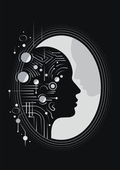 reflection in the mirror of oneself psychological illustration book cover design