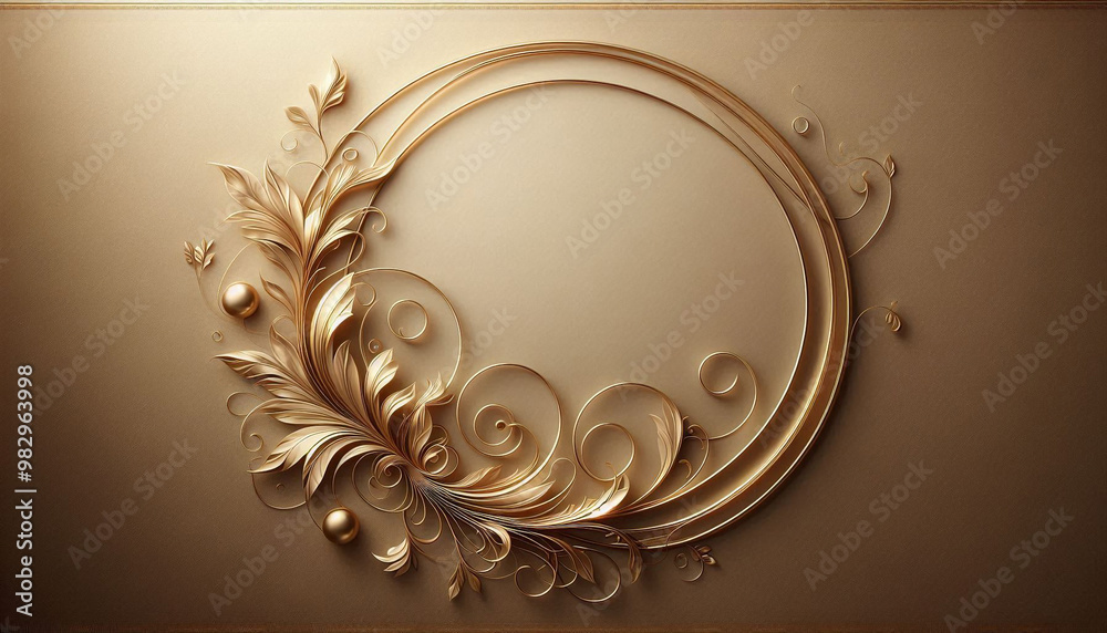 Poster golden frame with floral ornament