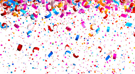 Confetti falling on a transparent background