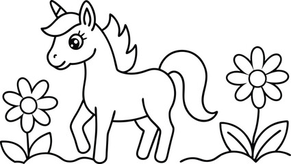 Enchanted Unicorns and Flowers A Vector Coloring Journey
