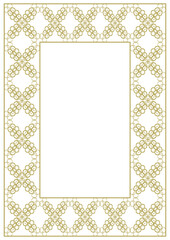 Vintage frame A4 format with wide golden ornament. Vector illustration