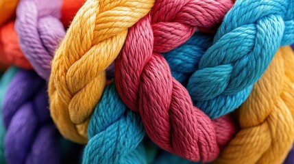 diverse team unity concept intertwined colorful ropes forming a strong bond symbolizing teamwork diversity and collaborative strength in a visually striking composition