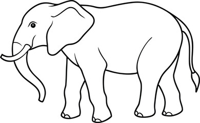 Elephants in Nature Hand Drawn Vector Art for Kids to Color

