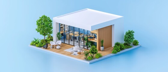 Fototapeta premium Modern Minimalist House with Lush Surroundings