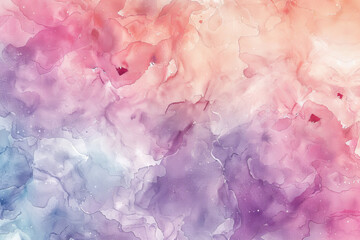 A colorful watercolor painting with a pink, blue, and purple background