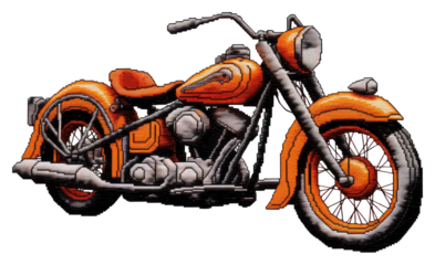 PNG  Mortocycle in embroidery style motorcycle vehicle wheel.