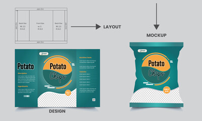 potato chips packaging template design, vector illustrations with mockup, crispy ripple potato chips,