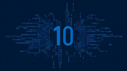 Fototapeta premium Blue digital binary data on computer screen. Abstract information technology background. Digital binary code matrix background.