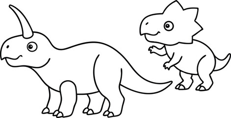 Jurassic Jungle Vector Art A T Rex and Triceratops Coloring Journey
