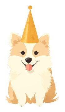 corgi wearing party hat smiling clip art preview