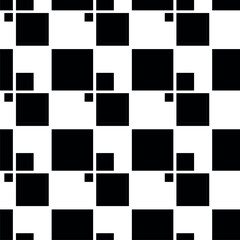 Abstract geometric pattern with squares, stripes, lines. Seamless vector background. White and black ornament. Modern graphic design.