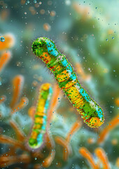 Bacilli, rod-shaped bacteria, prokaryotic pathogenic microorganism. Gram-positive bacterial cell. Lactic acid LAB, lactobacillus. Bacteriology, microbiology science, bio infection medical research 3D