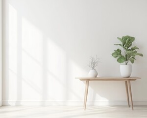 Modern Scandi Home Interior Mockup with Wooden Floor and Wall Frame