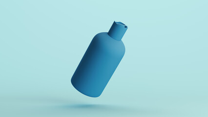 Beauty and skincare shower bath gel bottle blue lotion cosmetic product personal care monochrome blue pale background 3d illustration render digital rendering	