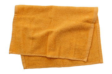 Brown waffle terry towel on a white background. View from above. Isolate towels