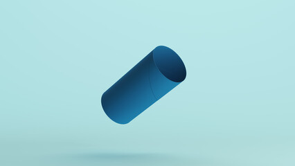 Cardboard tube toilet roll paper tube blue monochrome hygiene pale blue background 3d illustration render digital rendering	
