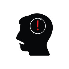 abstract black head like panic or a desperate situation. concept of daily routine or altered consciousness. flat trend modern bad option logotype