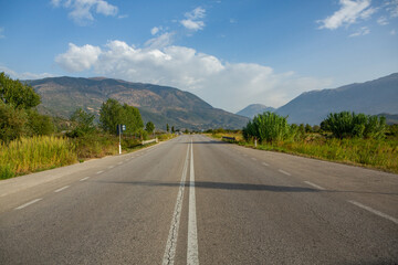 Mountain landscape in Albania. The beautiful summer nature in Europe. Adventure travel in Albania.
