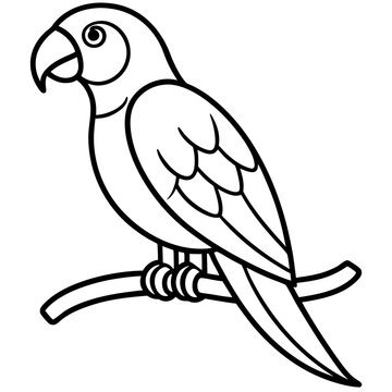 recommend clip art: Abstract Parrot Perch Clean Line Art on White Vector