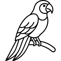 Abstract Parrot Perch Clean Line Art on White Vector