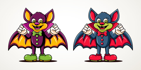 Dracula bat, retro mascot character. Suitable and event and design element