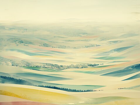 abstract light coloured background, beige and blue fields fade into sky in distance, soft and warm feel backdrop, copy space for adding text
