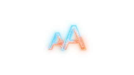 Font symbol icon neon glow on transparent background brown cyan color