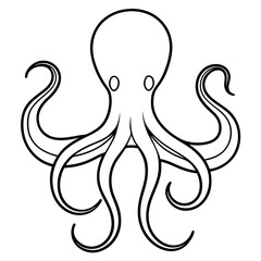 Elegant Black Line Octopus on White Canvas