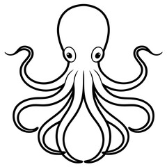 Elegant Black Line Octopus on White Canvas