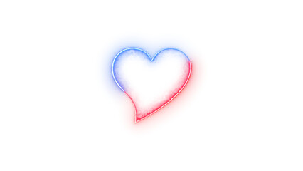 Hearts in unicode symbol icon neon glow on transparent background blue red color