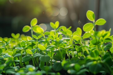 Vibrant seedlings in sunlit garden
