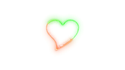 Hearts in unicode symbol icon neon glow on transparent background green brown color