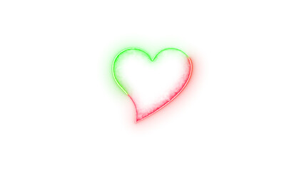 Hearts in unicode symbol icon neon glow on transparent background green red color