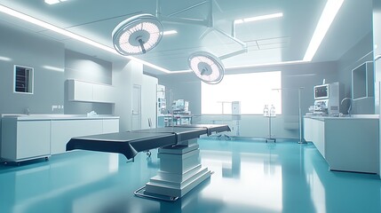 Futuristic Operating Room with High-Tech Medical Equipment - Advanced Surgical Environment