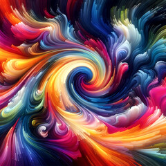 Fototapeta premium A vivid display of swirling, multicolored paint strokes creating a dynamic abstract pattern. The image is filled with energy, flow, and vibrant hues.