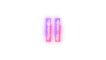Media control play pause symbol icon neon glow on transparent background pink purple color