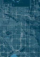 Aurora, Illinois, USA artistic map poster