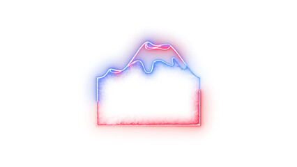 Mountain symbol icon neon glow on transparent background blue red color