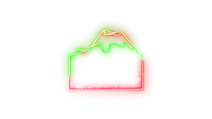 Mountain symbol icon neon glow on transparent background red green color