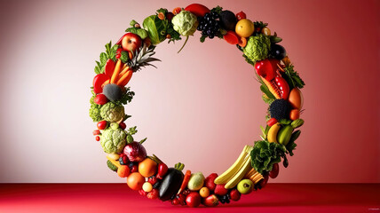 A circle of laid out healthy products