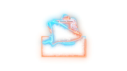 Passenger ship symbol icon neon glow on transparent background cyan brown color