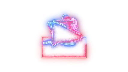 Passenger ship symbol icon neon glow on transparent background red blue color