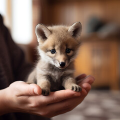 red fox in the hand