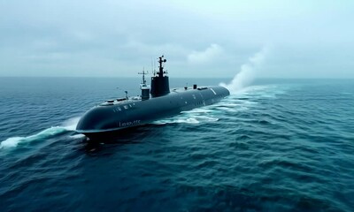 Submarine surfacing in the open ocean