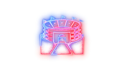 Stadium symbol icon neon glow on transparent background blue red color