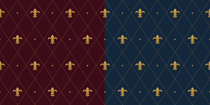 Fleur de lis argyle seamless pattern tile, geometric background pattern
