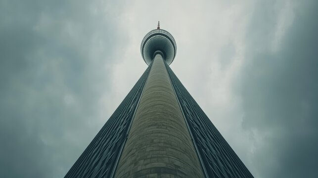 TV Tower in Alexanderplatz. Exterior View of Landmark Building with Modern Architecture