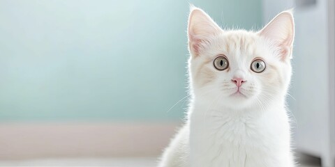 Captivating Portrait of a White Cat with Striking Blue Eye, Showcasing Its Unique Beauty and Charm Against a Soft Background