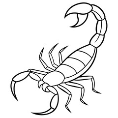 Minimalist Scorpion Line Art with Curved Pincers and Tail